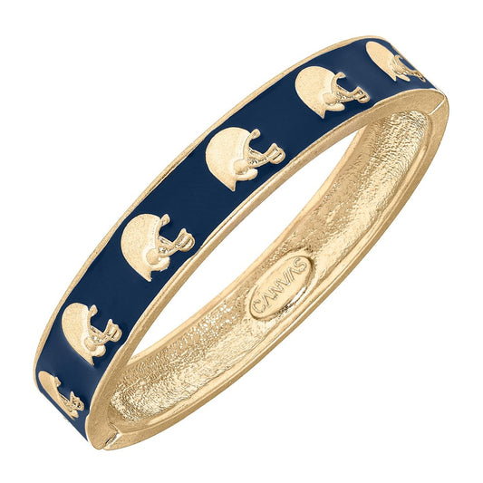 Navy Enamel Football Helmet Hinged Bangle - Fan Sparkle