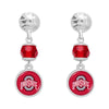 Ohio State Hammered Silver & Beaded Drop Earrings - Fan Sparkle