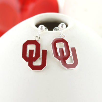 Oklahoma Enamel Logo Earrings - Fan Sparkle