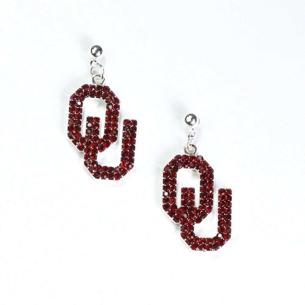 Oklahoma Crystal Logo Earrings - Fan Sparkle