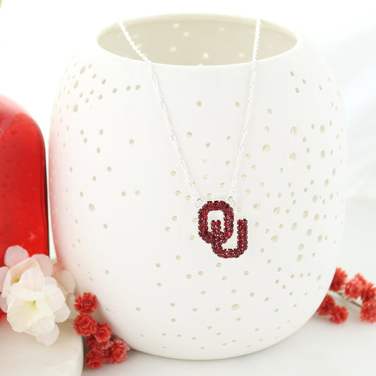 Oklahoma Rhinestone Crystal Logo Necklace - Fan Sparkle