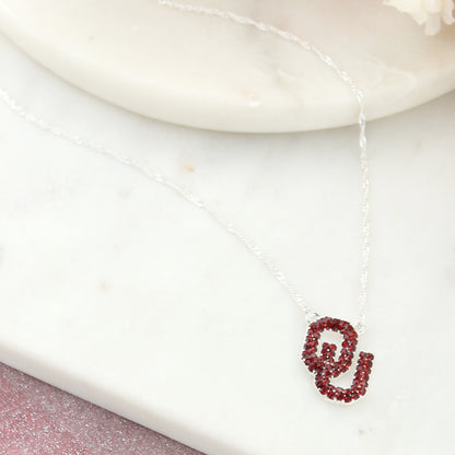 Oklahoma Rhinestone Crystal Logo Necklace - Fan Sparkle