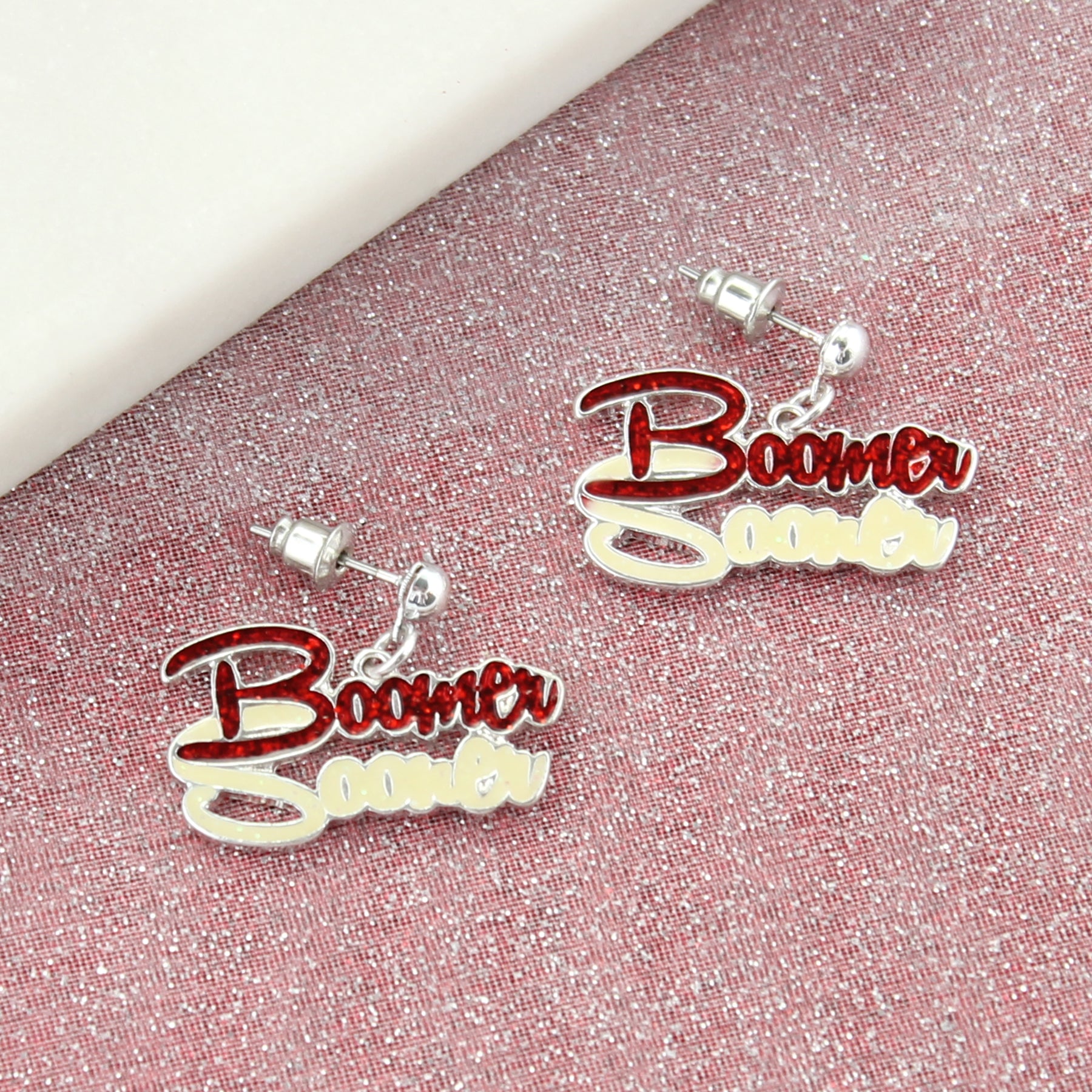 Oklahoma Slogan Earrings - Fan Sparkle