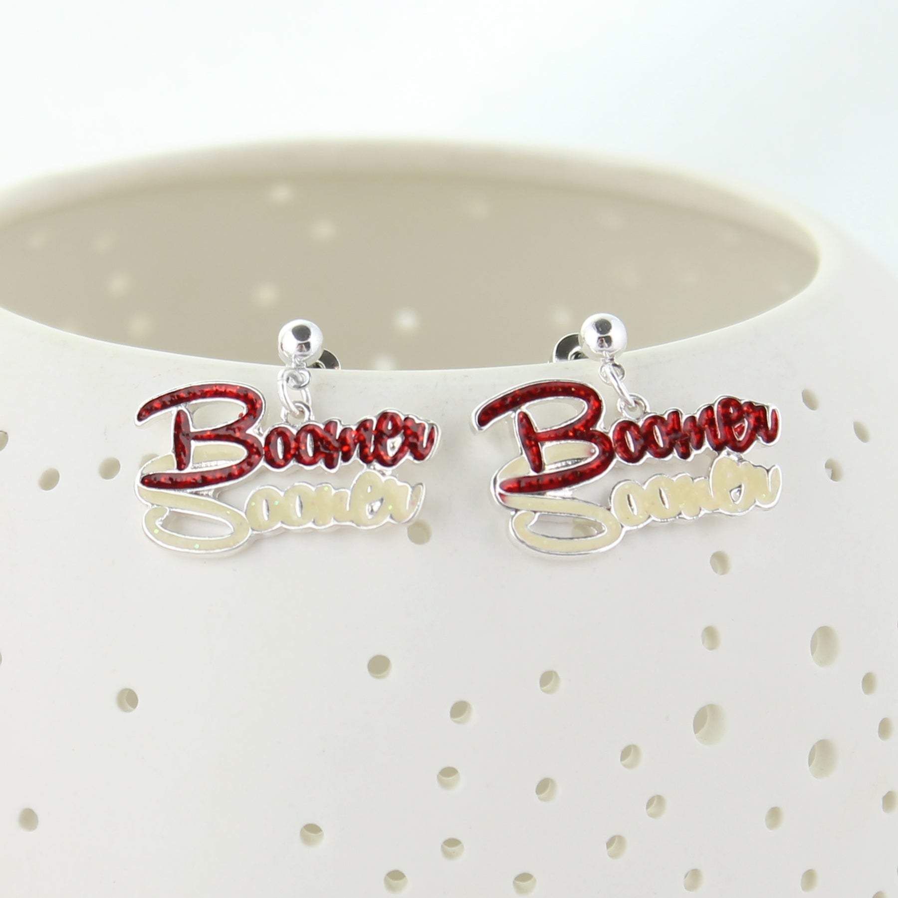 Oklahoma Slogan Earrings - Fan Sparkle