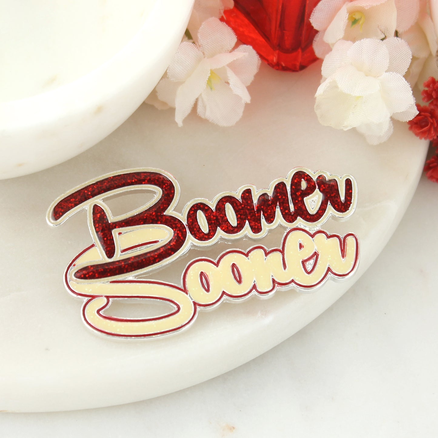 Oklahoma "Boomer Sooner" Slogan Pin - Fan Sparkle