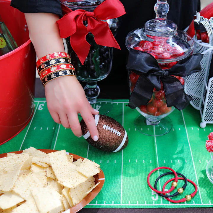 Red Enamel Football Hinged Bangle - Fan Sparkle