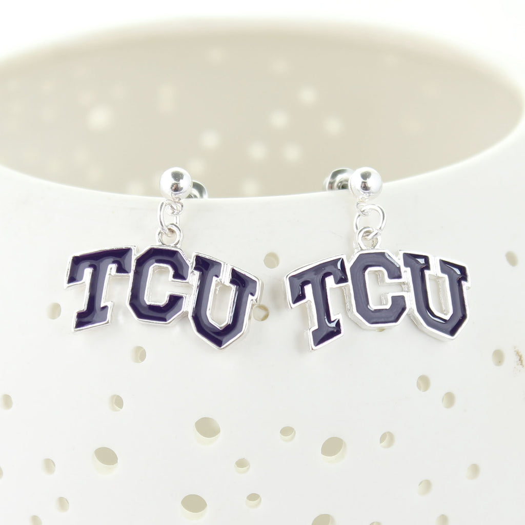 TCU Enamel Logo Earrings - Fan Sparkle