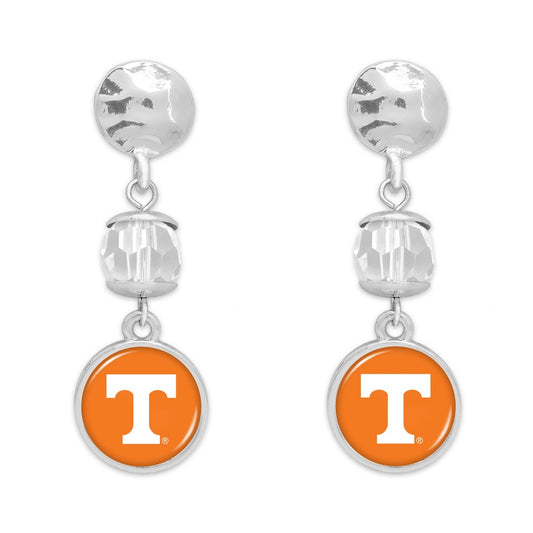 Tennessee Hammered Silver & Beaded Drop Earrings - Fan Sparkle