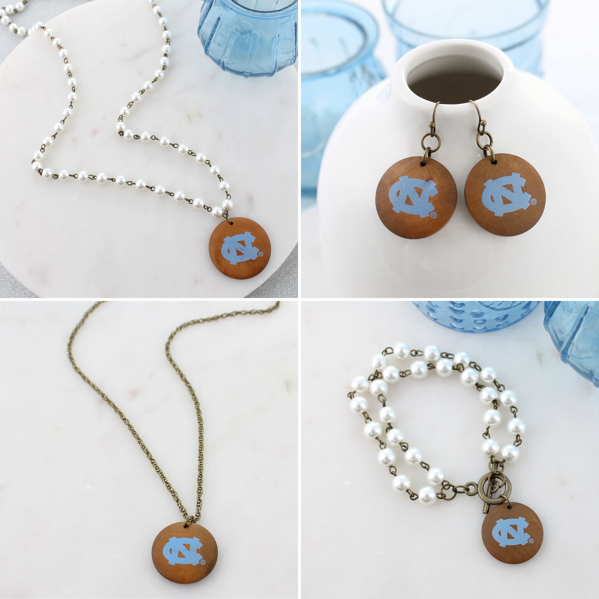 UNC Pearl & Wood Jewelry Gift Set