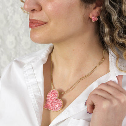 Crystal and Gold Heart Convertible Pin/Pendant