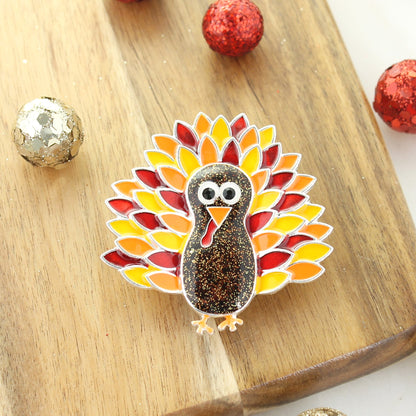 Enamel Turkey Thanksgiving Convertible Pin/Pendant