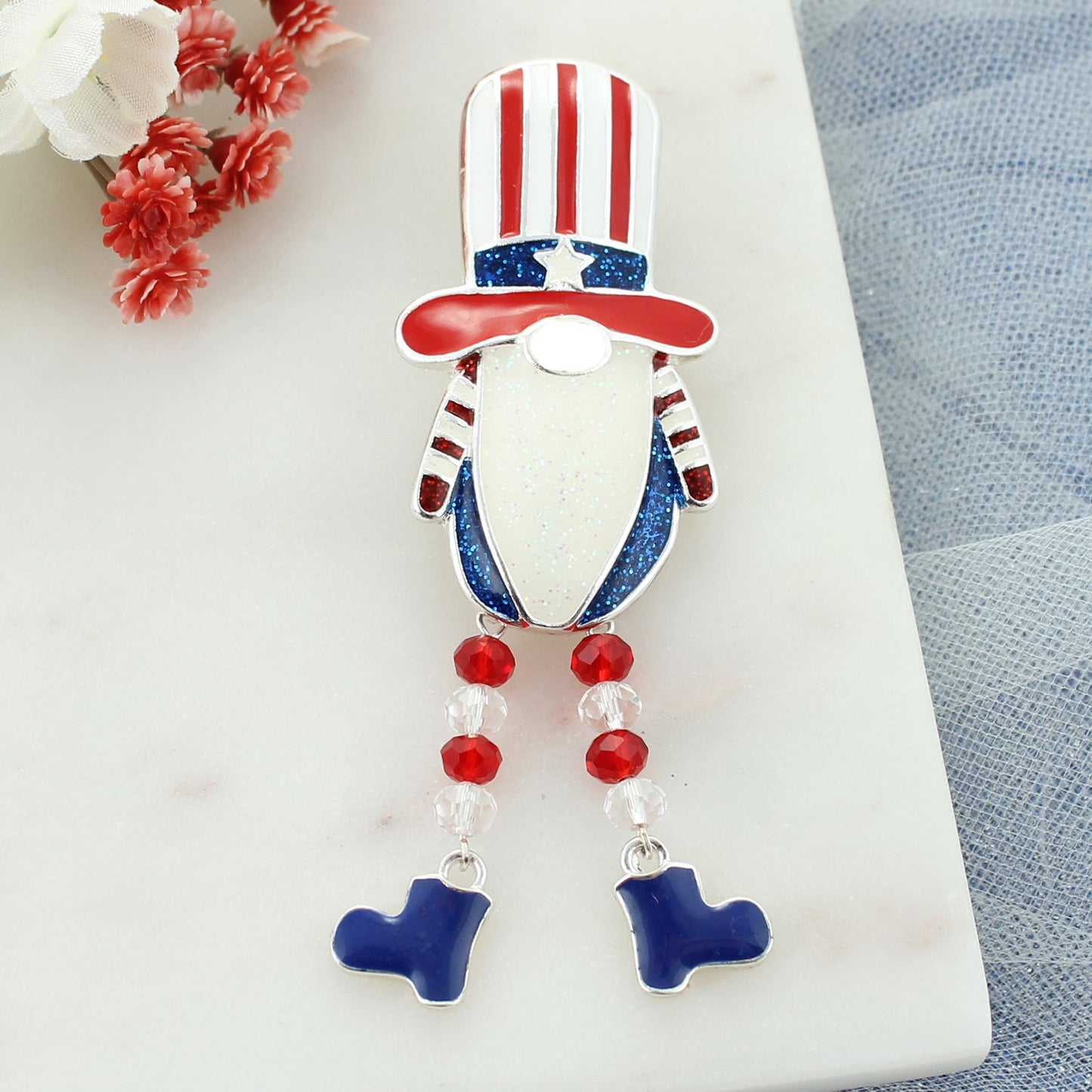 Uncle Sam Dangle Leg Gnome Convertible Pin/Pendant