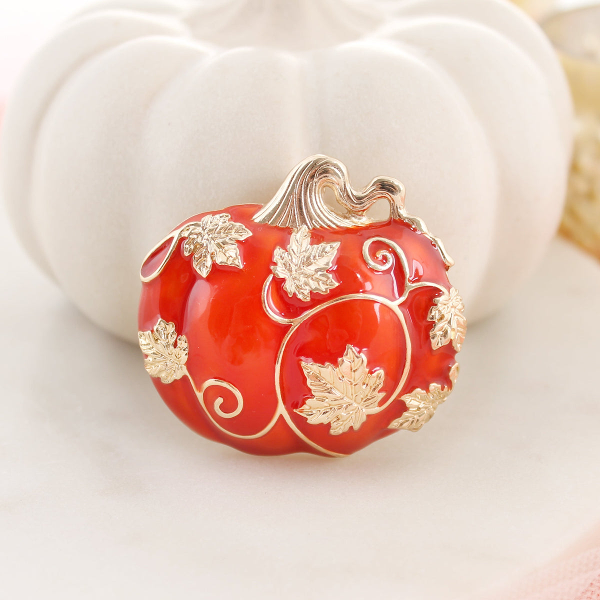 Gold Leaf Filigree Pumpkin Convertible Pin/Pendant