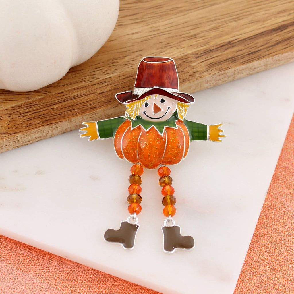 Dangle Leg Pumpkin Scarecrow Convertible Pin/Pendant