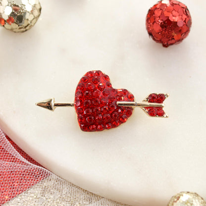 Crystal Heart w/Arrow Convertible Pin/Pendant