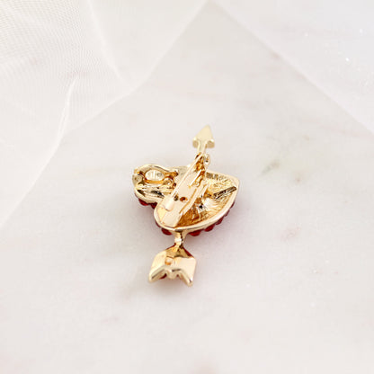 Crystal Heart w/Arrow Convertible Pin/Pendant