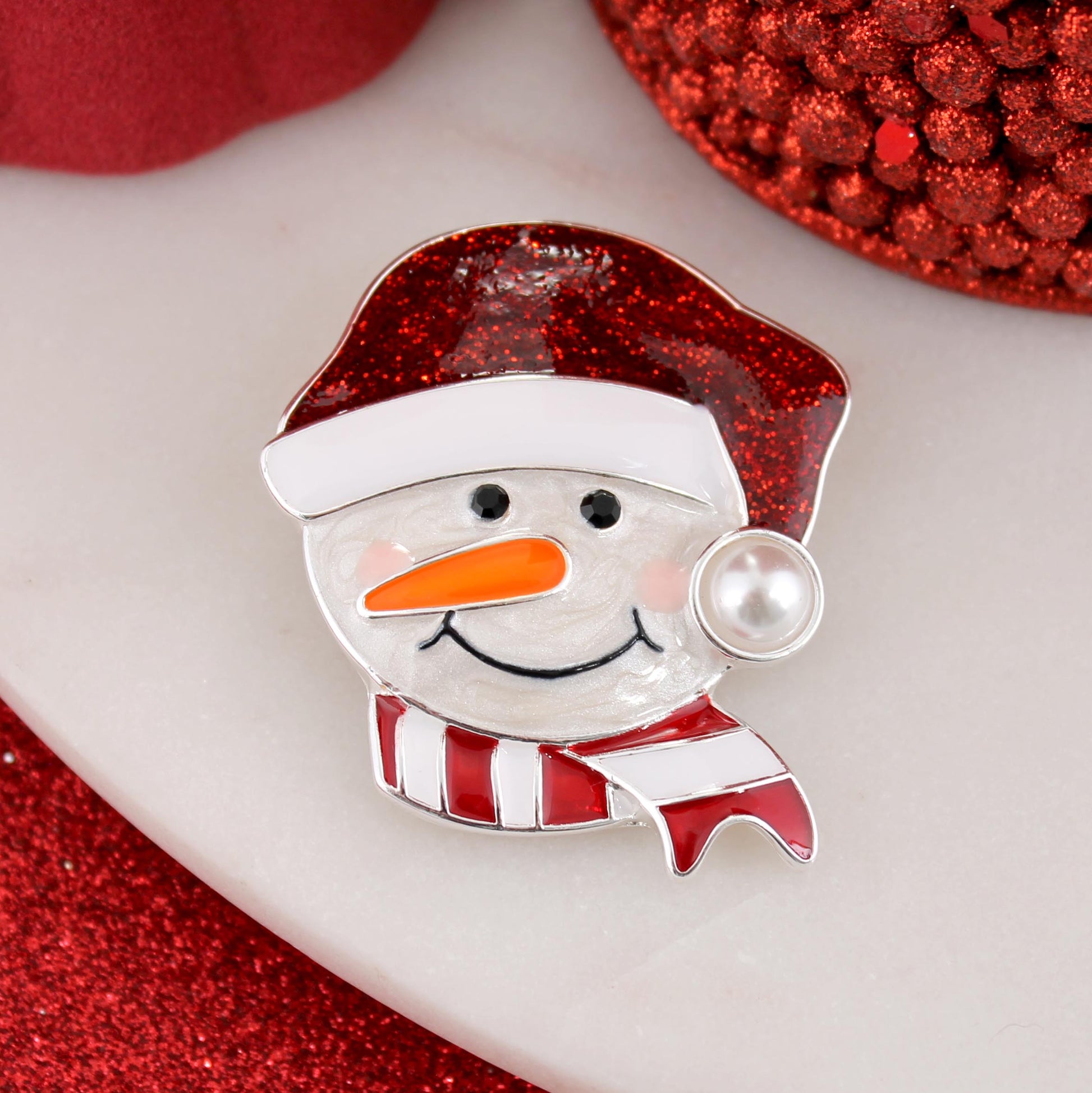 Snowman w/ Santa Hat Convertible Pin/Pendant
