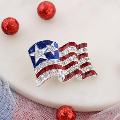 Crystal Waving Flag Convertible Pin/Pendant