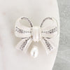 Crystal Bow w/ Dangle Pearl Pendant