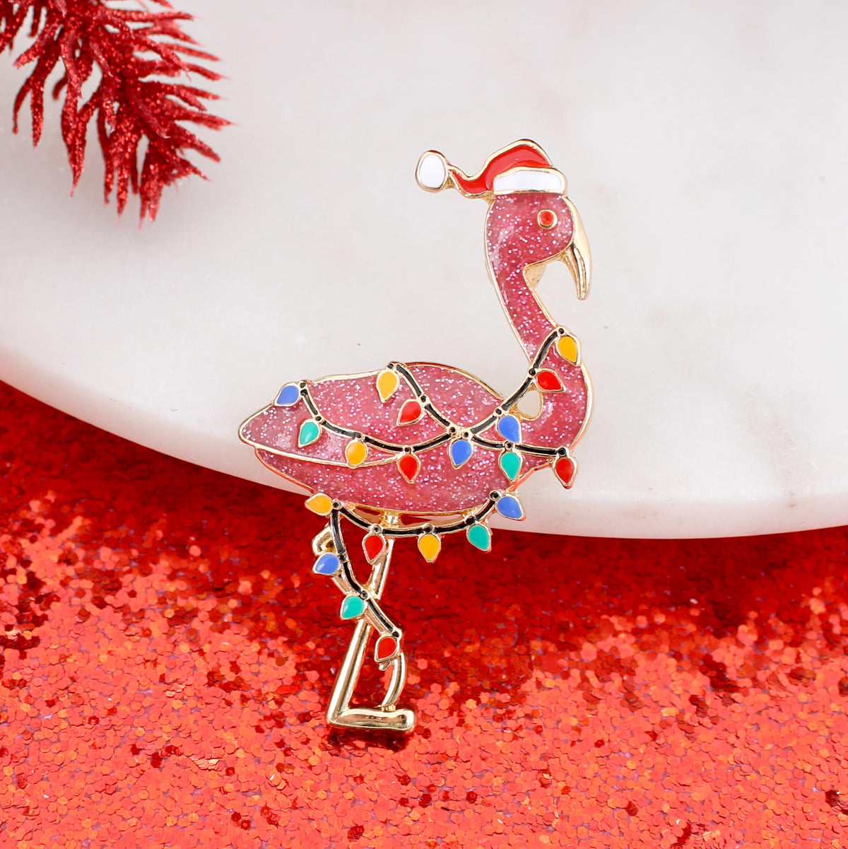 Christmas Flamingo Pin/Pendant