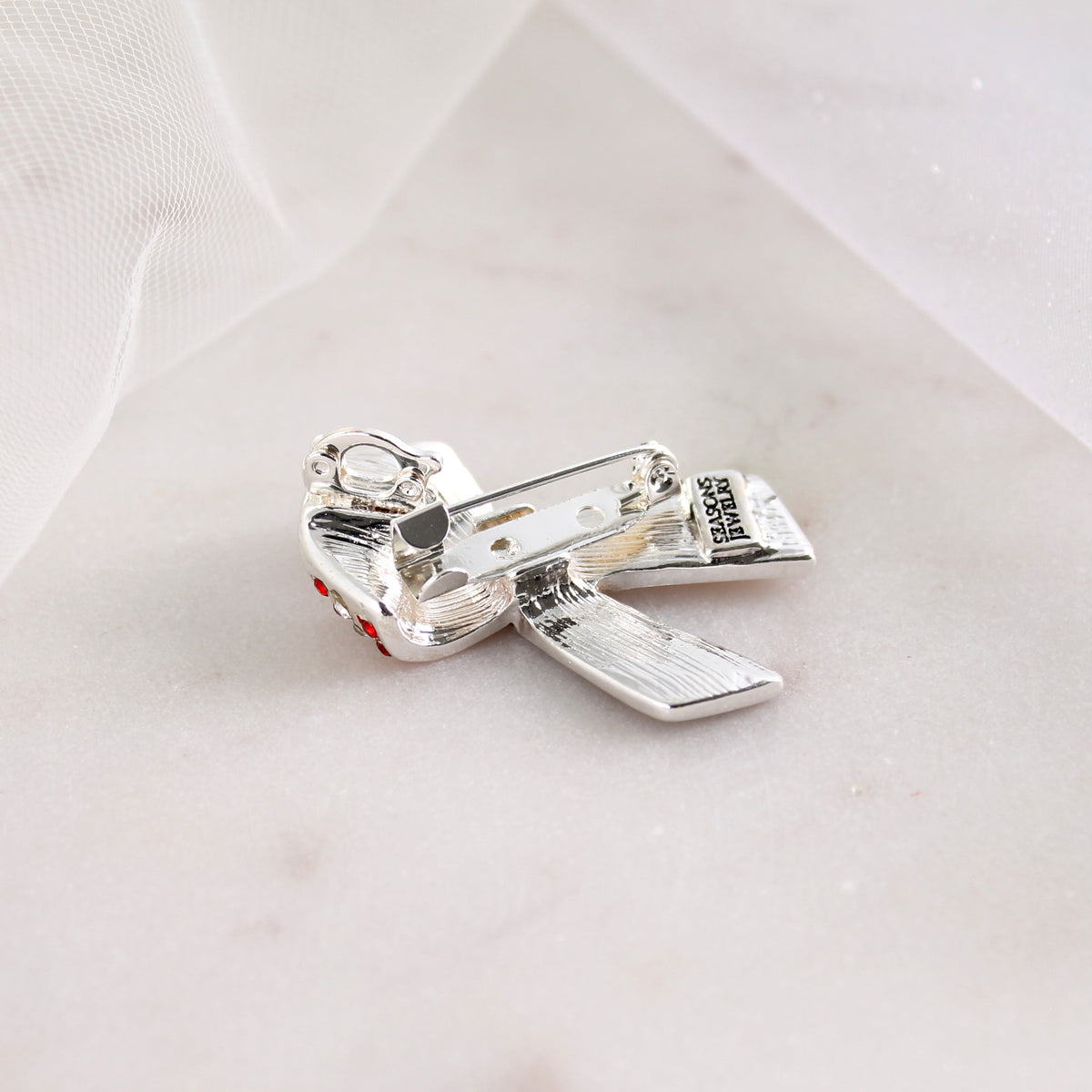 Crystal US Flag Ribbon Convertible Pin/Pendant