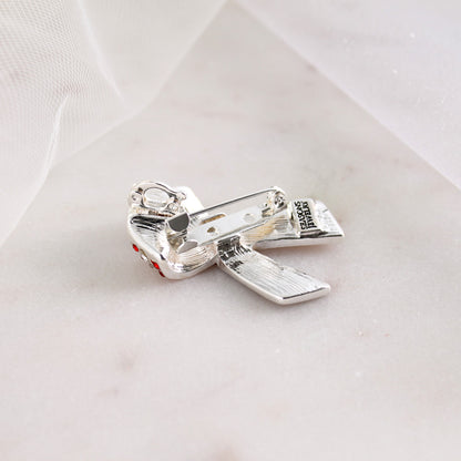 Crystal US Flag Ribbon Convertible Pin/Pendant
