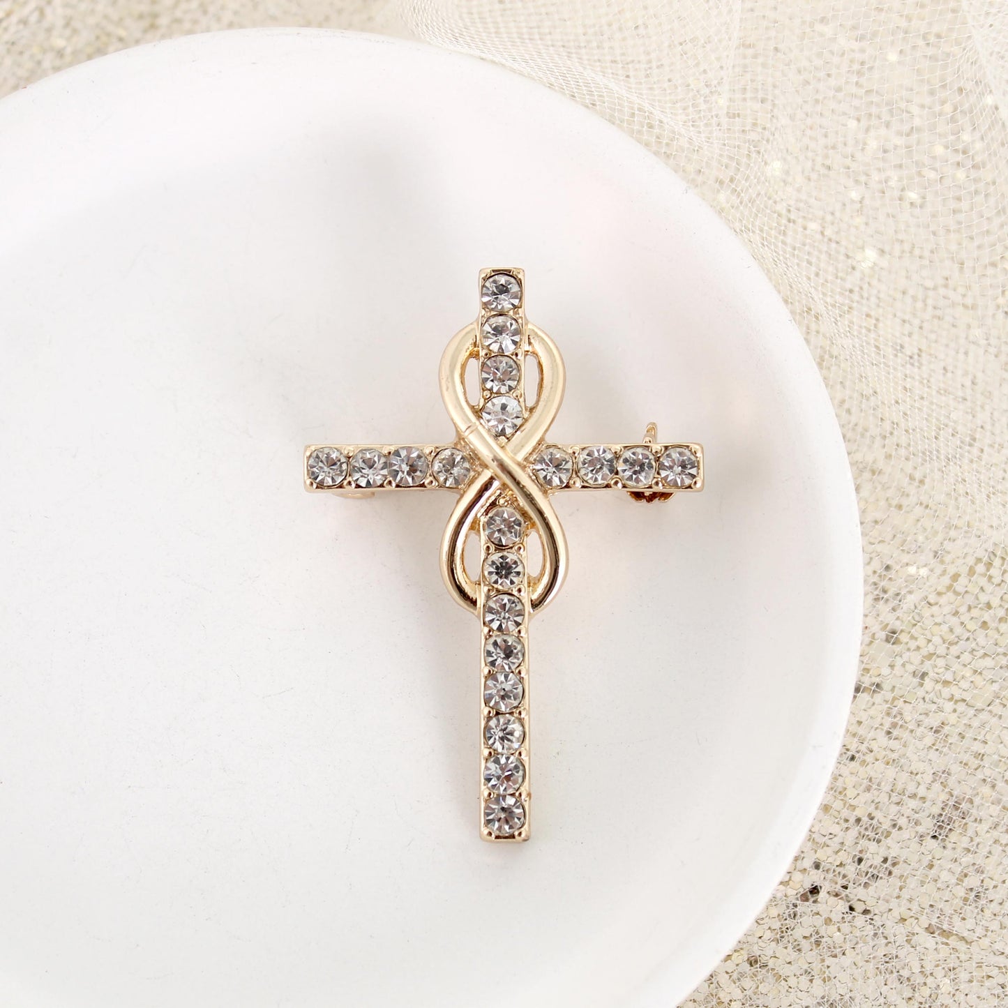 Crystal Infinity Cross Convertible Pin/Pendant