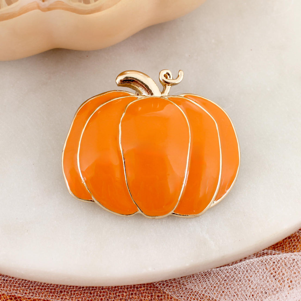 Orange & Gold Enamel Fall Pumpkin Convertible Pin/Pendant