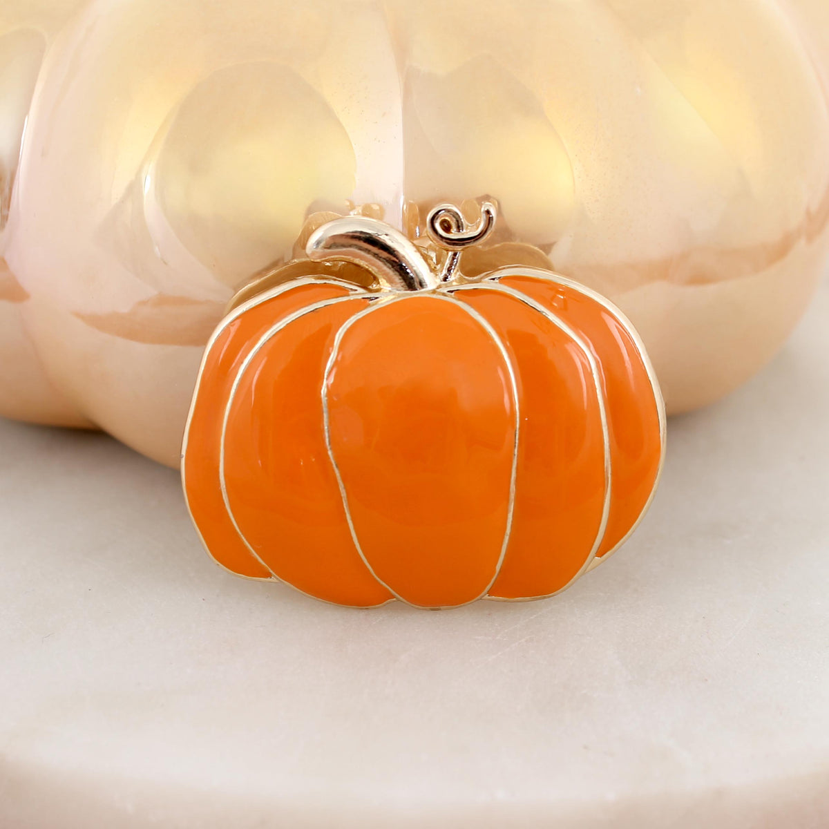 Orange & Gold Enamel Fall Pumpkin Pin/Pendant