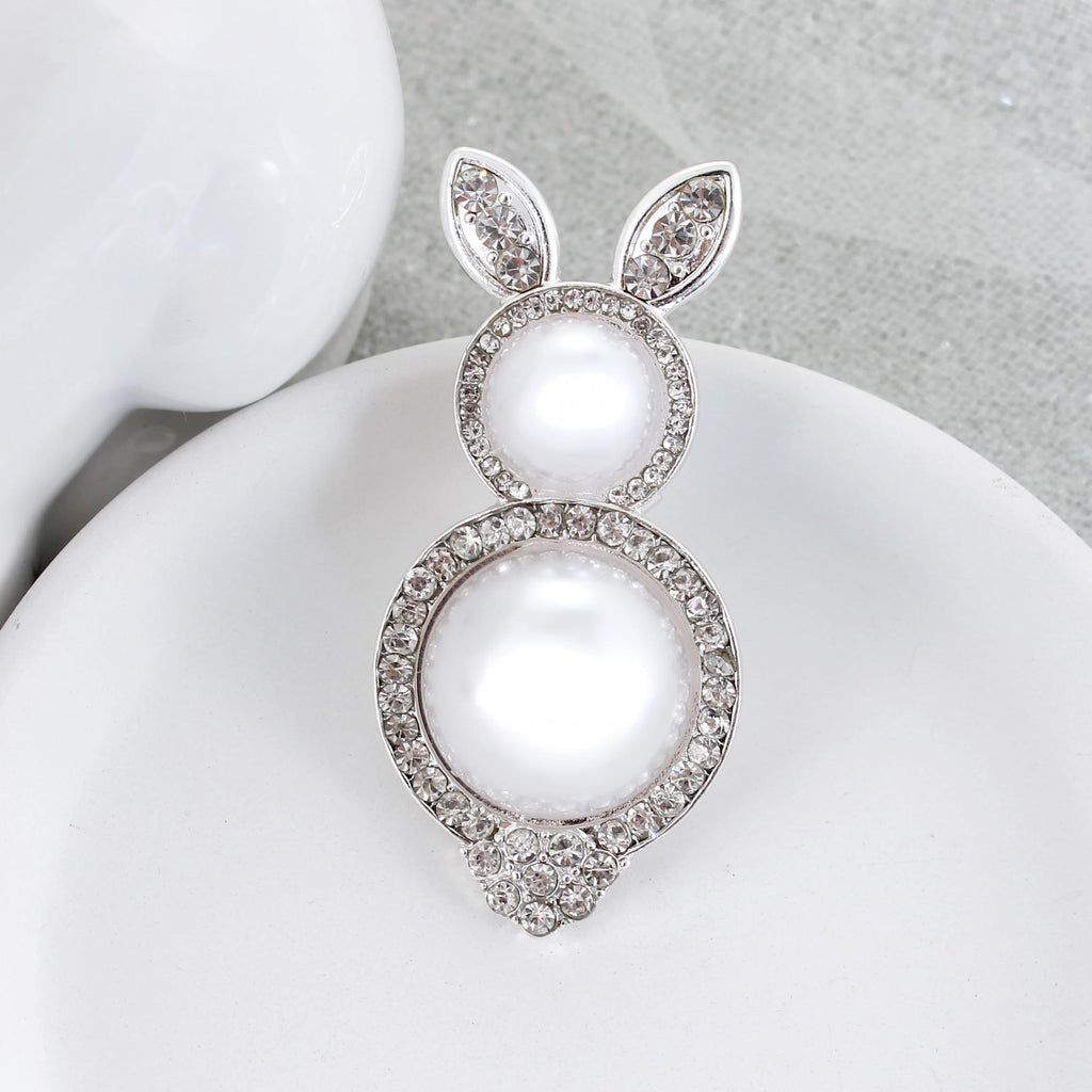 Pearl & Crystal Easter Bunny Convertible Pin/Pendant