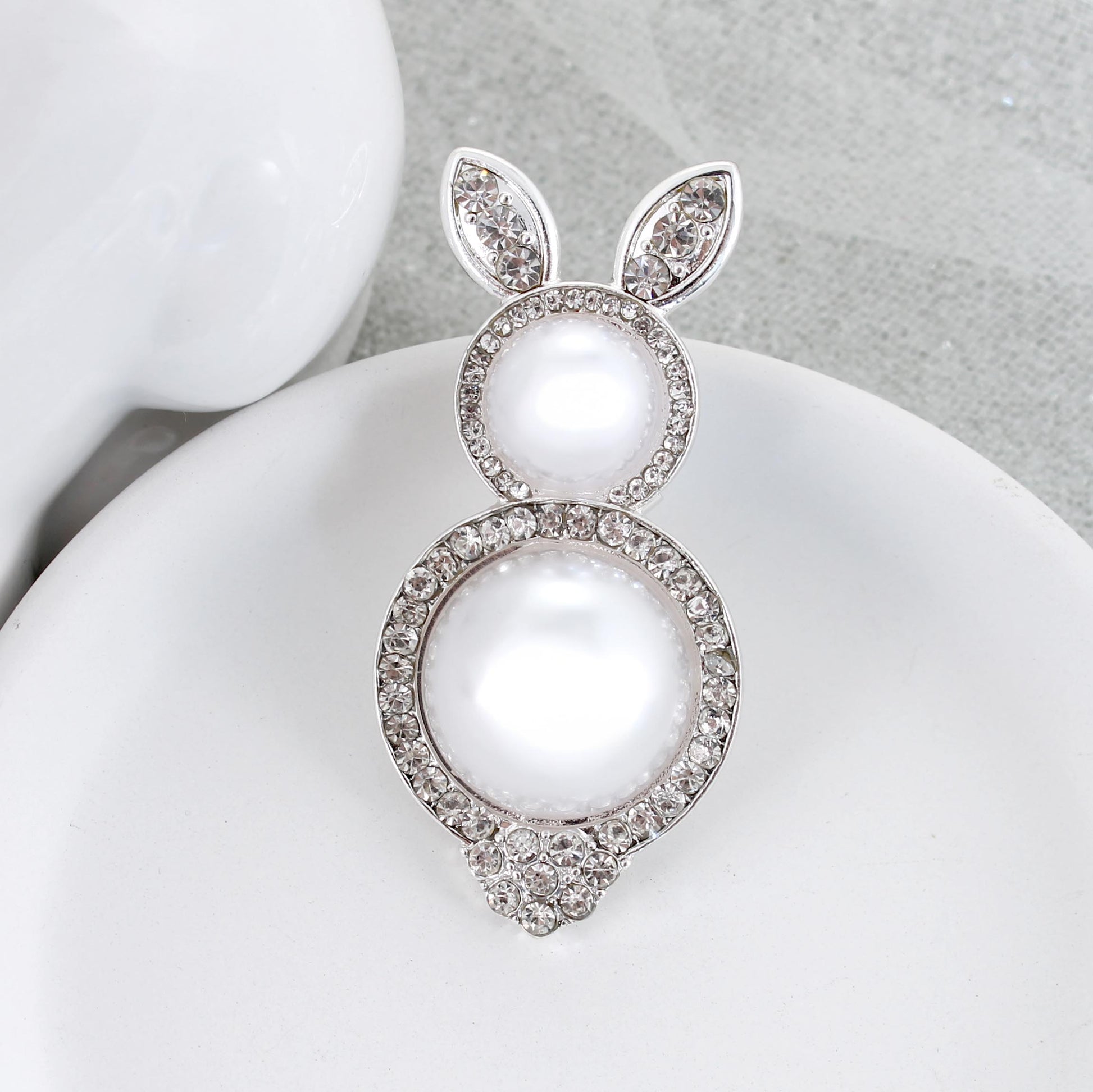 Pearl & Crystal Easter Bunny Convertible Pin/Pendant