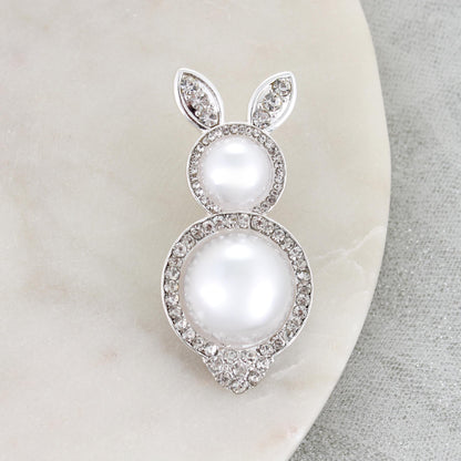 Pearl & Crystal Easter Bunny Pin/Pendant