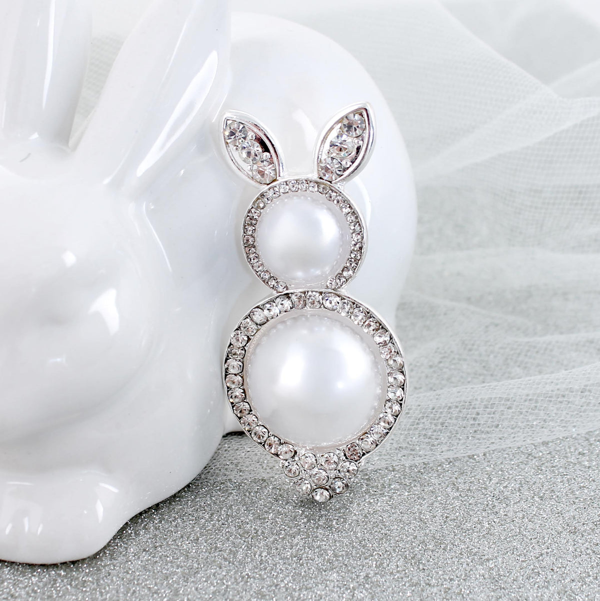 Pearl & Crystal Easter Bunny Pin/Pendant
