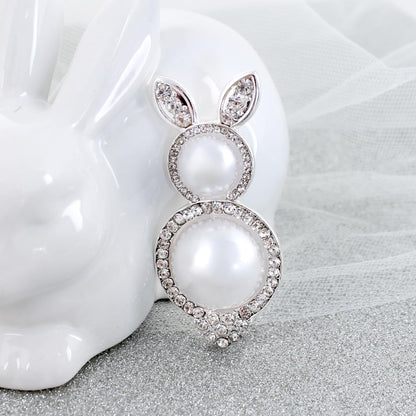 Pearl & Crystal Easter Bunny Pin/Pendant