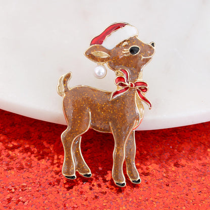 Glitter Reindeer Christmas Convertible Pin/Pendant