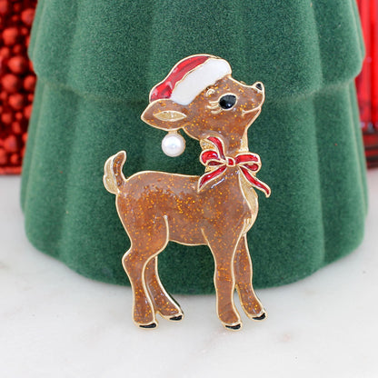 Glitter Reindeer Christmas Pin/Pendant