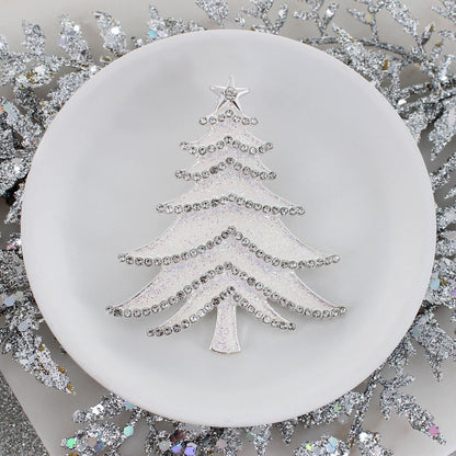 White Glitter Enamel Christmas Tree Convertible Pin/Pendant