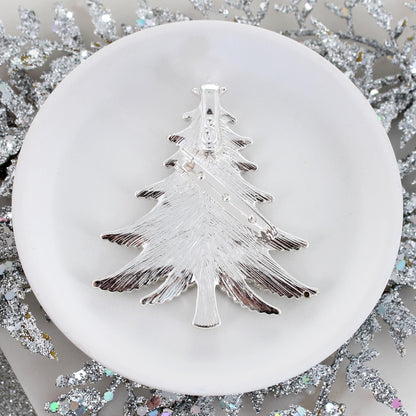 White Glitter Enamel Christmas Tree Pin/Pendant