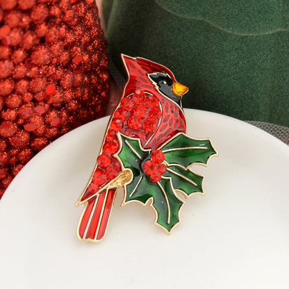 Crystal Cardinal Christmas Pin/Pendant