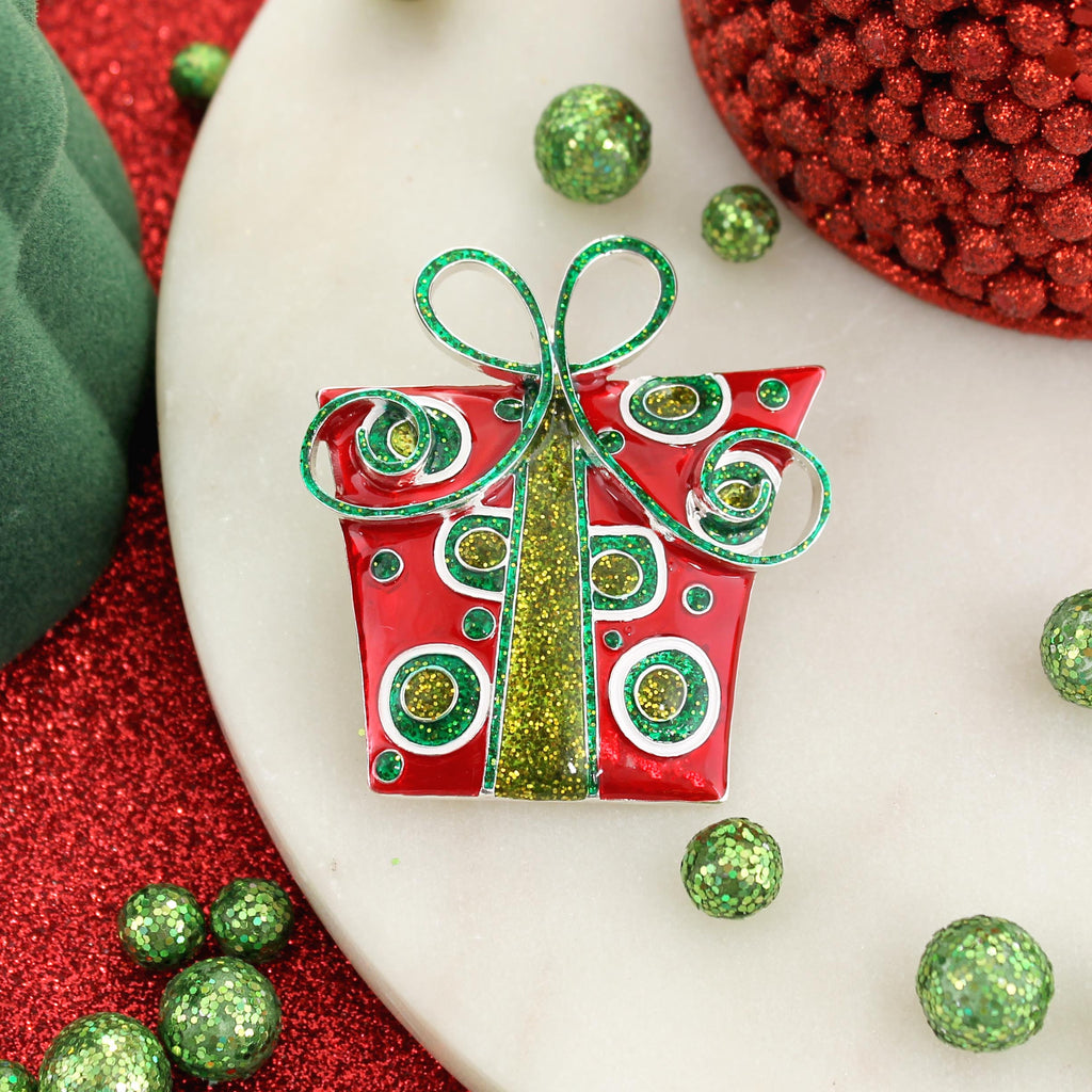 Whimsical Christmas Package Convertible Pin/Pendant