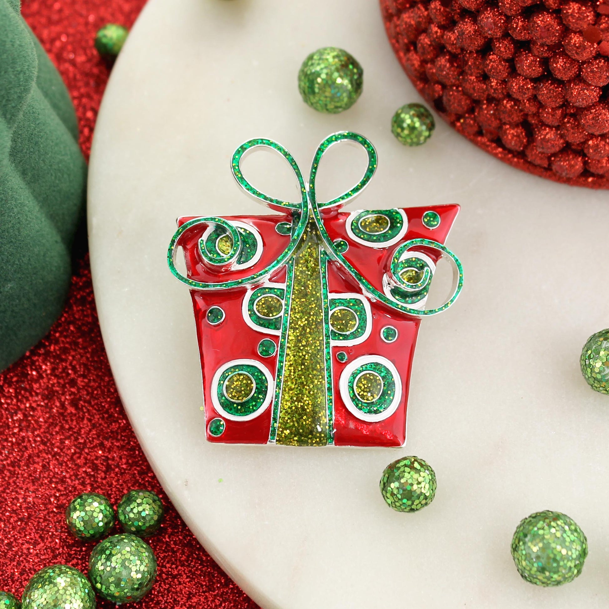 Whimsical Christmas Package Convertible Pin/Pendant