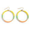 Yellow & Orange Heishi Bead Hoop Drop Earrings - Fan Sparkle