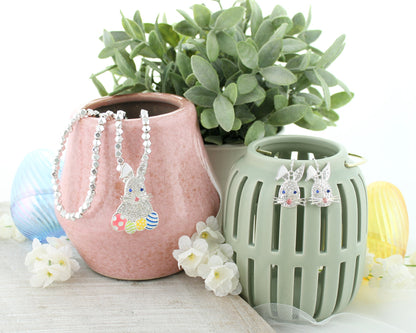 Crystal Easter Bunny Face Earrings