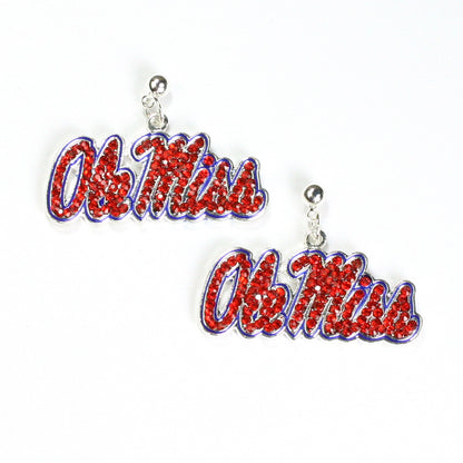 Ole Miss Crystal  Logo Earrings