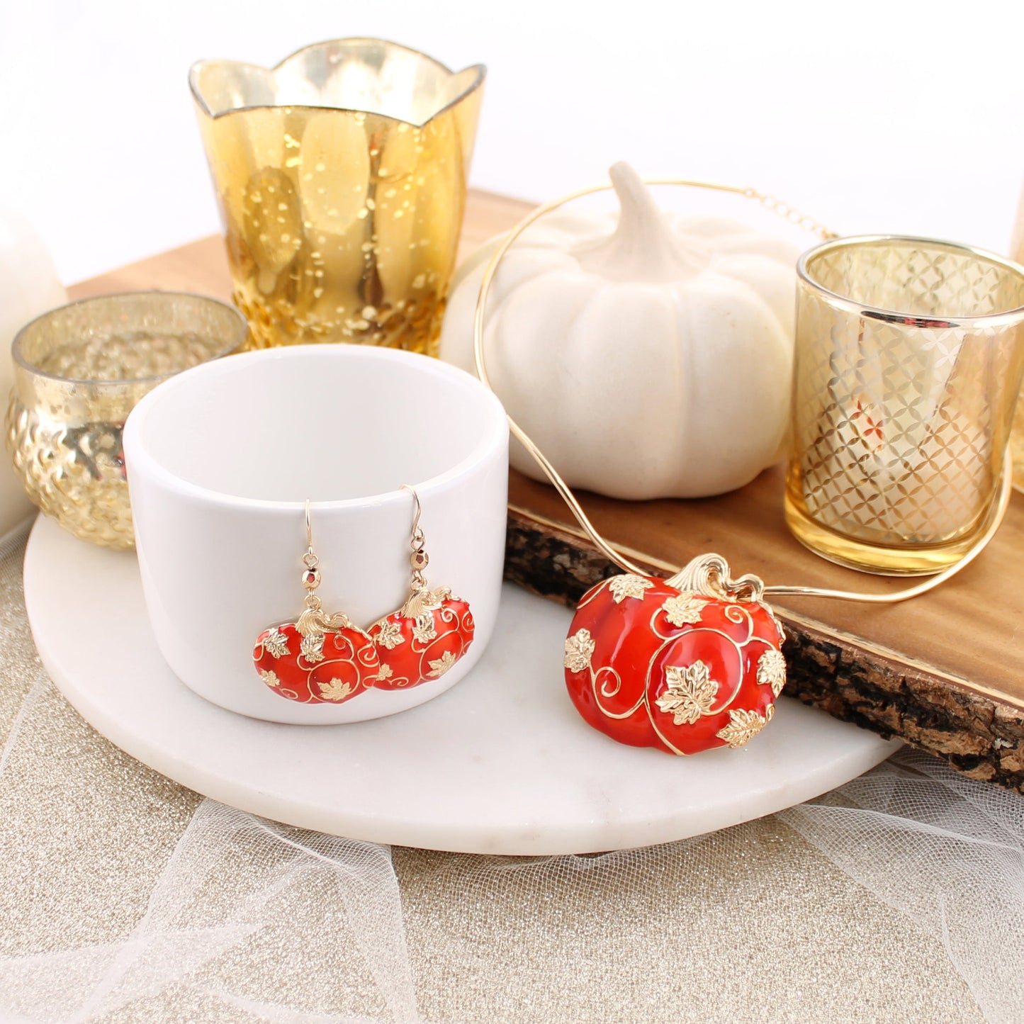 Gold Leaf Filigree Pumpkin Convertible Pin/Pendant