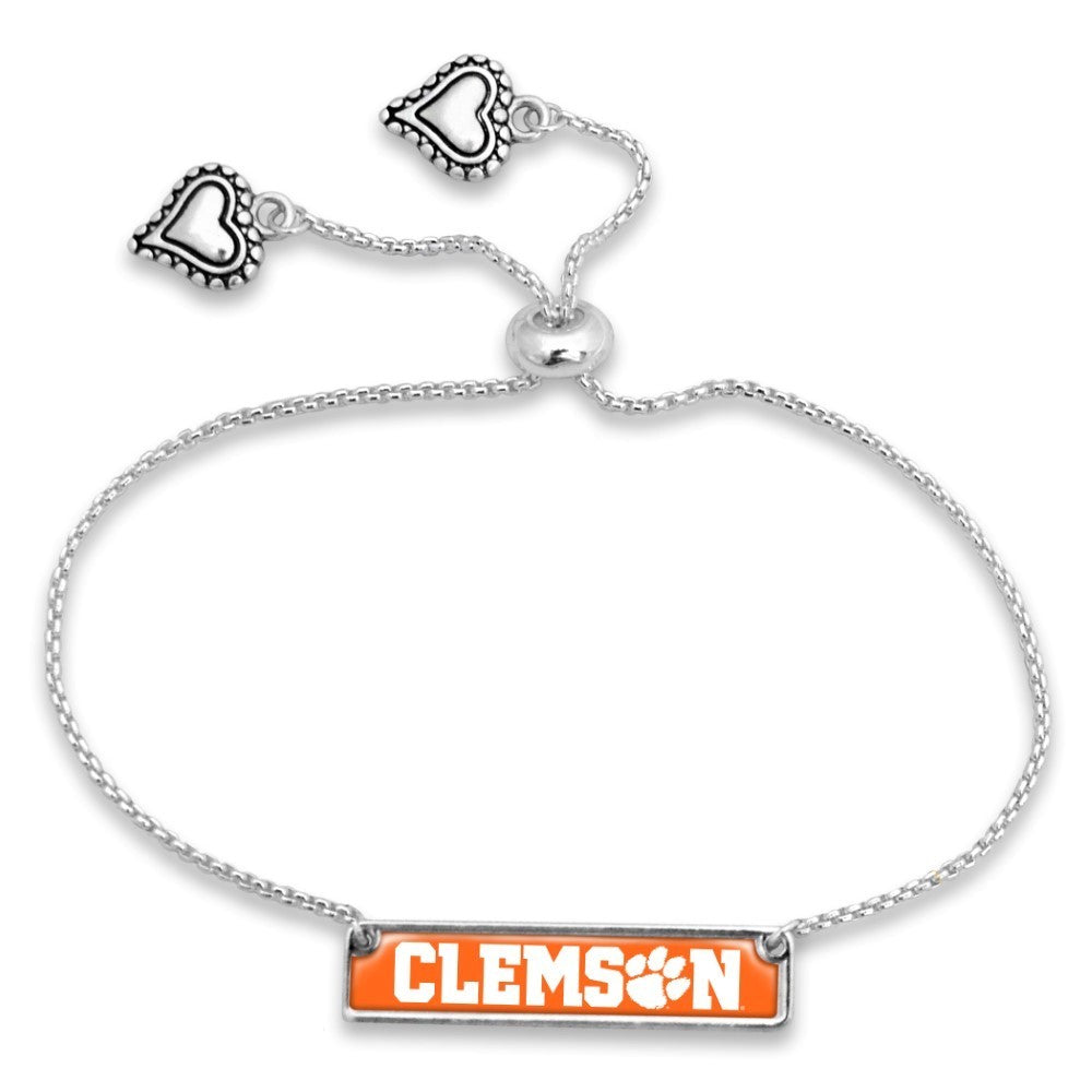 Clemson Name Plate Slide Bracelet - Fan Sparkle