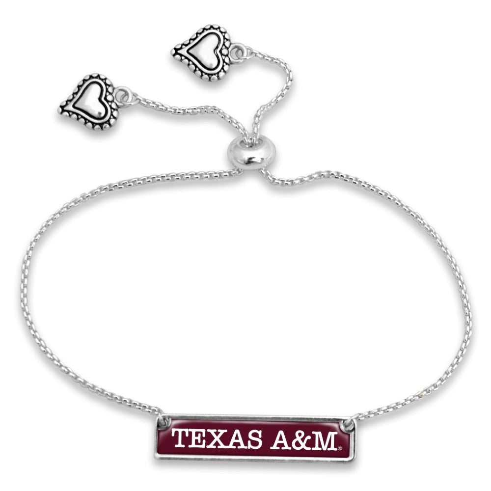 Texas A&M Name Plate Slide Bracelet - Fan Sparkle