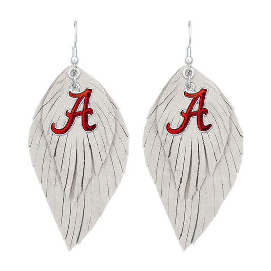 Alabama Feather Logo Earrings - Fan Sparkle