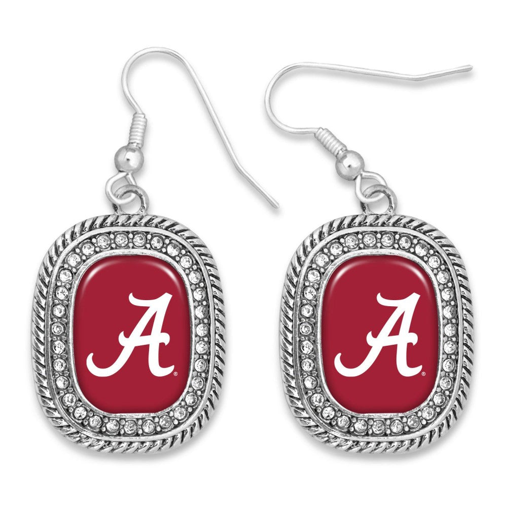 Alabama Rhinestone Oblong Earrings - Fan Sparkle