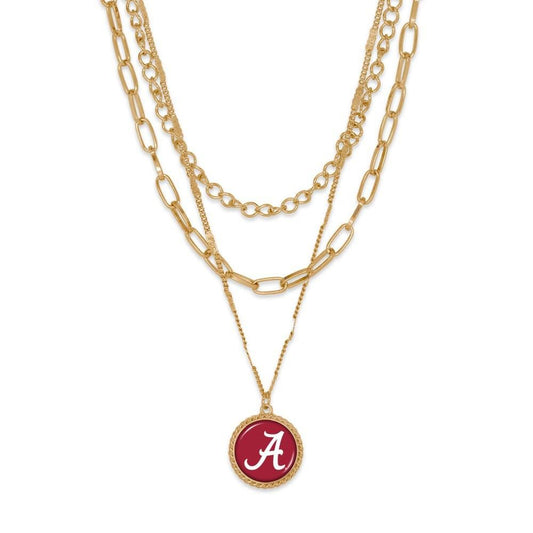 Alabama Triple Gold Chain Necklace - Fan Sparkle